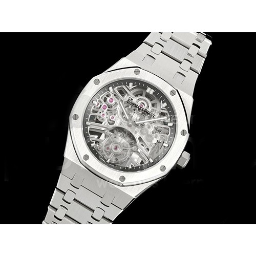 [홍콩명품시계.AUDEMARS PIGUET] 오데마피게 로얄오크 스테인레스 스틸 투어빌론 스켈레톤 다이얼