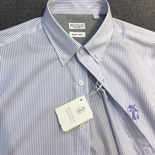 [홍콩명품.Brunello Cucinelli ] 브루넬로 쿠치넬리 25SS 로고 스트라이프 남방 셔츠 (화이트), BM22428, JQ, 레플리카의류,미러급사이트