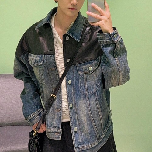[홍콩명품,PRADA] 프라다 25SS 로고 레이어드 카라 데님 자켓, BM22476, JL, 레플리카의류,미러급사이트