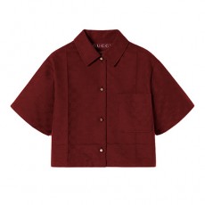 [홍콩명품.Gucci] 구찌 25SS 로고 여성 GG수프림 쇼트 반팔 남방 셔츠 (레드), BM22493, MC, 레플리카의류,미러급사이트