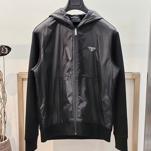 [홍콩명품,PRADA] 프라다 25SS 삼각로고 나일론 후드 집업 자켓 (블랙), BM22534, YS, 레플리카의류,미러급사이트