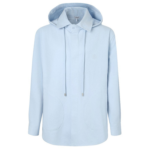 [홍콩명품.LOEWE] 로에베 25SS 로고 자수 후드 남방 셔츠 (스카이블루), BM22598, JL, 레플리카의류,미러급사이트