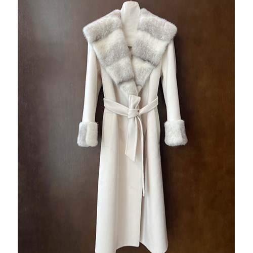 [홍콩명품.Loro Piana] 로로피아나 25SS 로고 여성 퍼카라 캐시미어 코트 자켓 (화이트), BM22616, KSM, 레플리카의류,미러급사이트