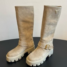 [홍콩명품,PRADA] 프라다 25SS 로고 여성 레더 가죽 워커 부츠 (카라멜), SE5526, GHS, 명품스니커즈,운동화,구두,로퍼,하이탑,신발