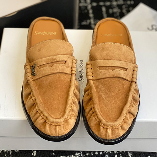 [홍콩명품.YSL] 입생로랑 25SS 로고 여성 레더 가죽 뮬 슬리퍼 (카라멜), SE5548, GHS, 명품스니커즈,운동화,구두,로퍼,하이탑,신발