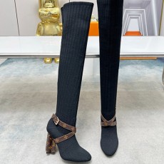 [홍콩명품.LOUIS VUITTON] 루이비통 25SS 로고 여성 10cm 굽 롱 삭스 부츠 (블랙), SE5556, GHS, 명품스니커즈,운동화,구두,로퍼,하이탑,신발