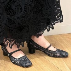 [홍콩명품,Christian Dior] 디올 25SS 로고 여성 레이스 3.5cm 굽 구두 샌들 (블랙), SE5578, GHS, 명품스니커즈,운동화,구두,로퍼,하이탑,신발