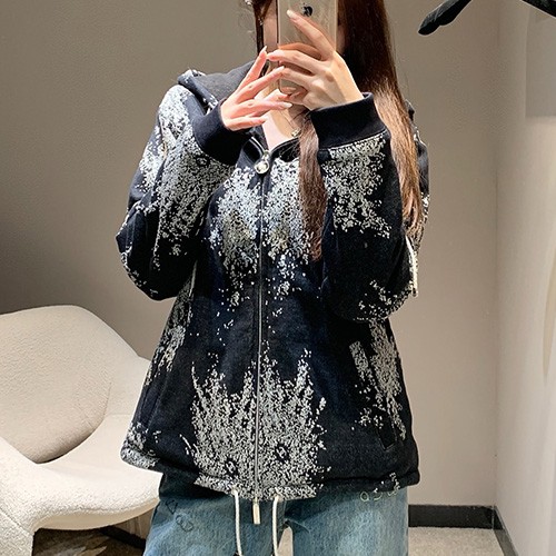 [홍콩명품.CHANEL] 샤넬 25SS 로고 패턴 여성 데님 후드 집업 자켓 (블랙), BM22705, TBG, 레플리카의류,미러급사이트
