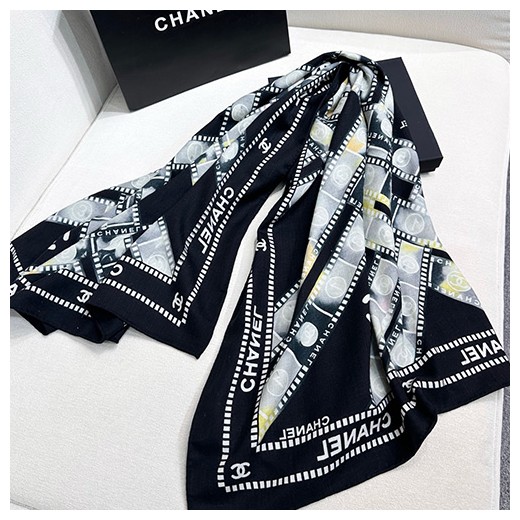 [홍콩명품.CHANEL] 샤넬 25SS 로고 패턴 135-135 실크 캐시미어 스카프 머플러 (2컬러), ET3154, 홍콩명품의류,구매대행,온라인명품