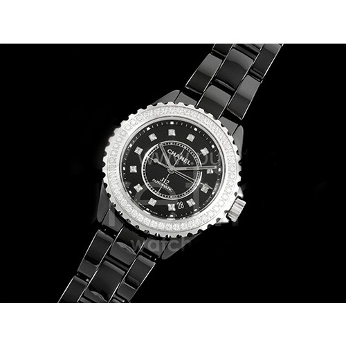 [홍콩명품.CHANEL] 샤넬 J13 38mm 다이아몬드 베젤 블랙 세라믹 블랙 다이얼