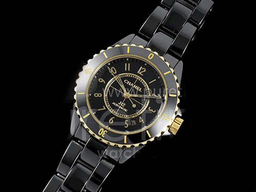 [홍콩명품.CHANEL] 샤넬 J13 38mm 블랙 세라믹 옐로우골드 베젤 블랙 다이얼