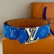 [홍콩명품.LOUIS VUITTON] 루이비통 25SS 로고 모노그램 Initiales 레더 가죽 리버서블 벨트 (블루), 4.0cm, BT1451, 명품레플리카,인터넷쇼핑몰,남자명품,해외직구