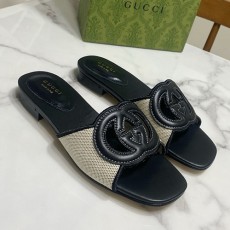 [홍콩명품.Gucci] 구찌 25SS 로고 여성 레더 가죽 1.5cm 굽 샌들 슬리퍼 (블랙), SE5708, GHS, 명품스니커즈,운동화,구두,로퍼,하이탑,신발