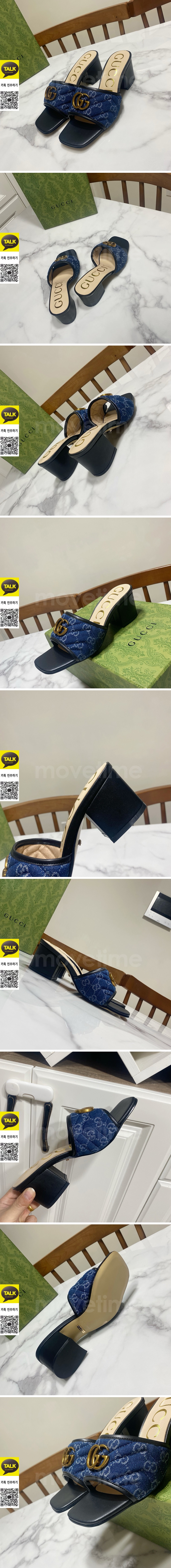 [홍콩명품.Gucci] 구찌 25SS 로고 여성 GG수프림 6.5cm 굽 샌들 슬리퍼 (데님-블랙), SE5711, GHS, 명품스니커즈,운동화,구두,로퍼,하이탑,신발