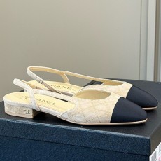 [홍콩명품.CHANEL] 샤넬 25SS 로고 여성 2톤 레더 가죽 단화 구두 샌들 (베이지), SE5722, GHS, 명품스니커즈,운동화,구두,로퍼,하이탑,신발