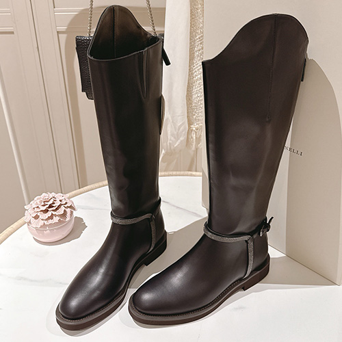[홍콩명품.Brunello Cucinelli ] 브루넬로 쿠치넬리 25SS 로고 여성 레더 가죽 구두 부츠 (브라운), SE5728, GHS, 명품스니커즈,운동화,구두,로퍼,하이탑,신발
