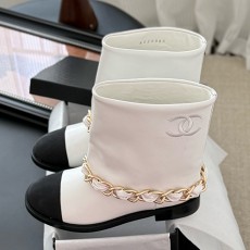 [홍콩명품.CHANEL] 샤넬 25SS 로고 여성 레더 가죽 3cm 굽 구두 부츠 (화이트), SE5752, GHS, 명품스니커즈,운동화,구두,로퍼,하이탑,신발