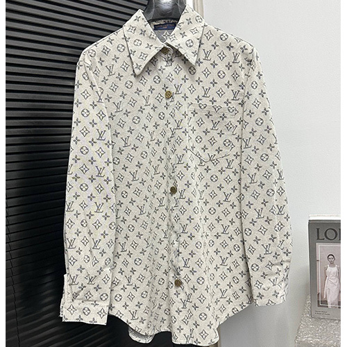 [홍콩명품.LOUIS VUITTON] 루이비통 25SS 로고 모노그램 데님 남방 셔츠 (그레이), BM22906, G5, 레플리카의류,미러급사이트