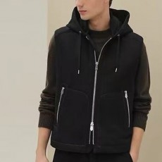 [홍콩명품.Hermes] 에르메스 25SS 로고 후드 조끼 베스트 (블랙), BM22910, G5, 레플리카의류,미러급사이트
