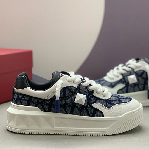 [홍콩명품.Valentino] 발렌티노 25SS 로고 남여 레더 가죽 스니커즈 운동화 (데님), SE5807, PMD, 명품스니커즈,운동화,구두,로퍼,하이탑,신발