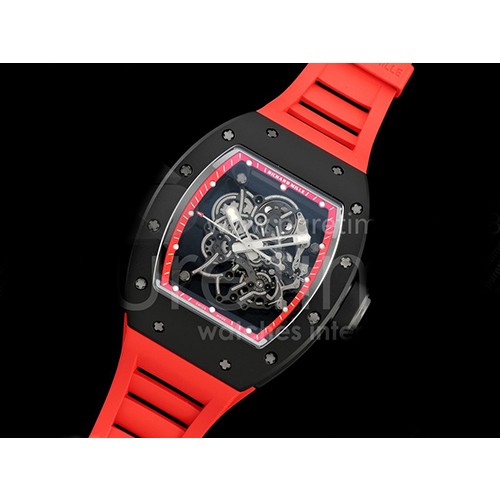 [홍콩명품시계.RICHARD MILLE] 리차드밀레 RM055 블랙 세라믹 스켈레톤 다이얼 레드 스트랩