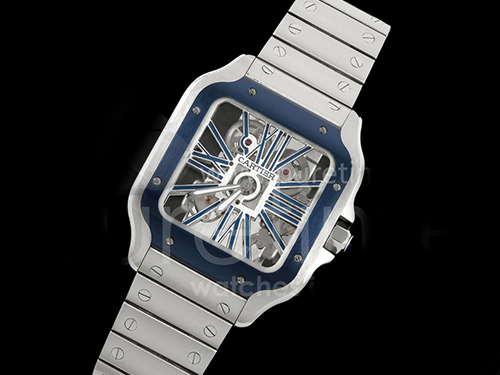 [홍콩명품시계.CARTIER] 까르띠에 산토스 드에 까르띠에 블루 스켈레톤 다이얼