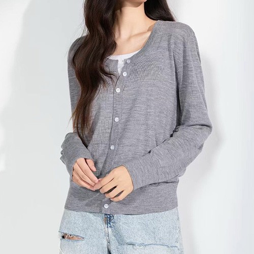[홍콩명품.THOME BROWNE] 톰브라운 25SS 로고 여성 라운드넥 니트 가디건 (3컬러), BM23222, KSM, 레플리카의류,미러급사이트