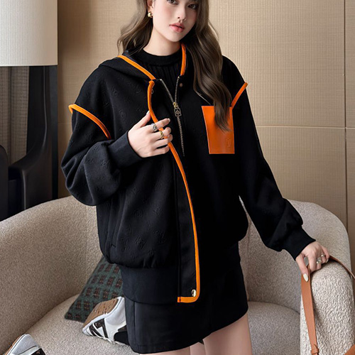 [홍콩명품.LOUIS VUITTON] 루이비통 25SS 로고 여성 모노그램 후드 집업 자켓 (블랙), BM23296, MC, 레플리카의류,미러급사이트