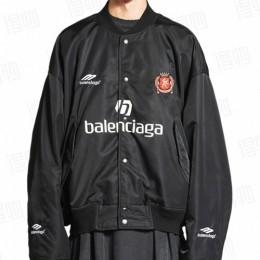 [홍콩명품.BALENCIAGA] 발렌시아가 25SS 로고 프린튼 유니폼 봄버 자켓 (블랙), BM23330, KB, 레플리카의류,미러급사이트