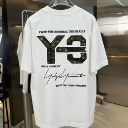 [홍콩명품.Y3] 요지야마모토 25SS 로고 그래픽 자수 반팔 티셔츠 (화이트), BM23379, G5, 레플리카의류,미러급사이트