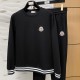 [홍콩명품.MONCLER] 몽클레어 25SS 로고 자수 맨투맨 티셔츠 + 조거 팬츠 바지 상하의 세트 (블랙), BM23382, G5, 레플리카의류,미러급사이트