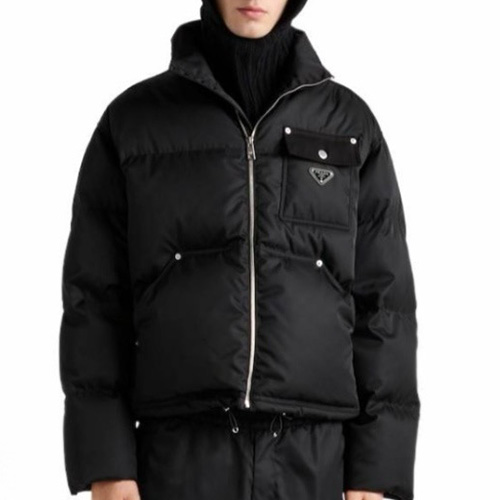 [홍콩명품,PRADA] 프라다 25SS 삼각로고 나일론 다운 패딩 자켓 (블랙), BM23392, JL, 레플리카의류,미러급사이트