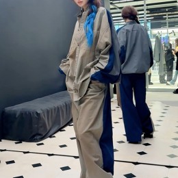 [홍콩명품.BALENCIAGA] 발렌시아가 25SS 로고 레이어드 셔츠 자켓 + 오버핏 팬츠 바지 상하의 세트, BM23424, KB, 레플리카의류,미러급사이트