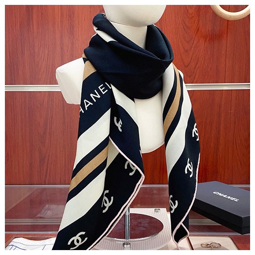 [홍콩명품.CHANEL] 샤넬 25SS 로고 패턴 140-140 캐시미어 실크 스카프 머플러 (2컬러), ET3184, 홍콩명품의류,구매대행,온라인명품