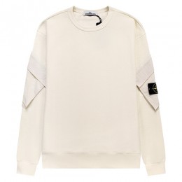 [홍콩명품.Stone Island] 스톤아일랜드 25SS 로고 탈부착 맨투맨 티셔츠 + 조거 팬츠 바지 상하의 세트 (아이보리), BM23488, ST1, 레플리카의류,미러급사이트