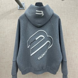 [홍콩명품.BALENCIAGA] 발렌시아가 25SS 로고 자수 후드 집업 자켓 (그레이), BM23511, G5, 레플리카의류,미러급사이트