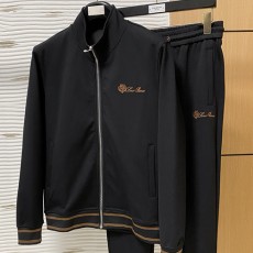 [홍콩명품.Loro Piana] 로로피아나 25SS 로고 자수 집업 자켓 + 조거 팬츠 바지 상하의 세트 (블랙), BM23518, G5, 레플리카의류,미러급사이트