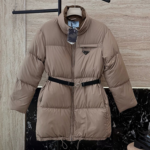 [홍콩명품,PRADA] 프라다 25SS 삼각로고 여성 벨티드 구스다운 패딩 코트 자켓 (3컬러), BM23541, KSM, 레플리카의류,미러급사이트