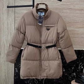 [홍콩명품,PRADA] 프라다 25SS 삼각로고 여성 벨티드 구스다운 패딩 코트 자켓 (3컬러), BM23541, KSM, 레플리카의류,미러급사이트
