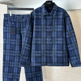 [홍콩명품.LOUIS VUITTON] 루이비통 25SS 로고 모노그램 체크패턴 데님 남방 셔츠 + 데님 팬츠 진 청바지 상하의 세트 (블루), BM23550, KB, 레플리카의류,미러급사이트