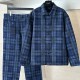 [홍콩명품.LOUIS VUITTON] 루이비통 25SS 로고 모노그램 체크패턴 데님 남방 셔츠 + 데님 팬츠 진 청바지 상하의 세트 (블루), BM23550, KB, 레플리카의류,미러급사이트