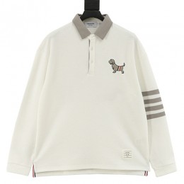 [홍콩명품.THOME BROWNE] 톰브라운 25SS 로고 헥터 4바 카라 폴로 긴팔 티셔츠 (2컬러), BM23561, KB, 레플리카의류,미러급사이트