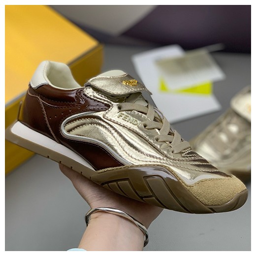 [홍콩명품,FENDI] 펜디 25SS 로고 남여 레더 가죽 스니커즈 운동화 (골드), SE5861, PMD, 명품스니커즈,운동화,구두,로퍼,하이탑,신발