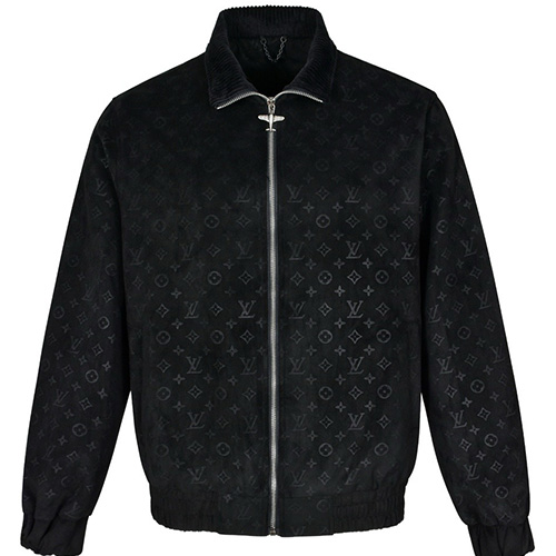 [홍콩명품.LOUIS VUITTON] 루이비통 25SS 로고 모노그램 레더 가죽 카라 봄버 자켓 (블랙), BM23797, JU, 레플리카의류,미러급사이트