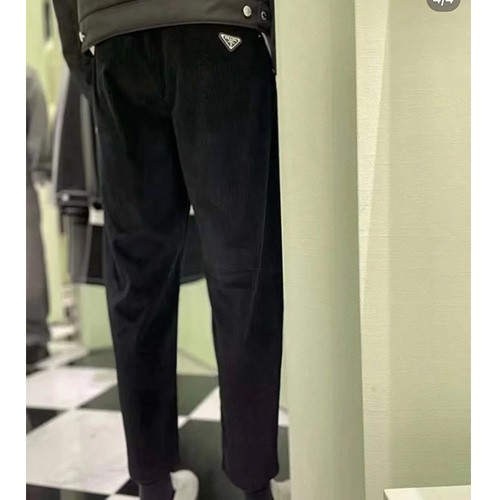 [홍콩명품,PRADA] 프라다 25SS 삼각로고 코드류이 골덴 팬츠 바지 (블랙), BM23866, JL, 레플리카의류,미러급사이트