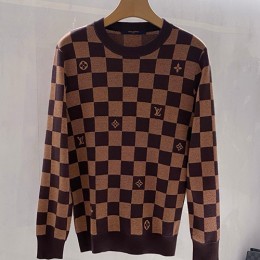 [홍콩명품.LOUIS VUITTON] 루이비통 25SS 로고 다미에 니트 스웨터 (브라운), BM23935, 레플리카의류,미러급사이트
