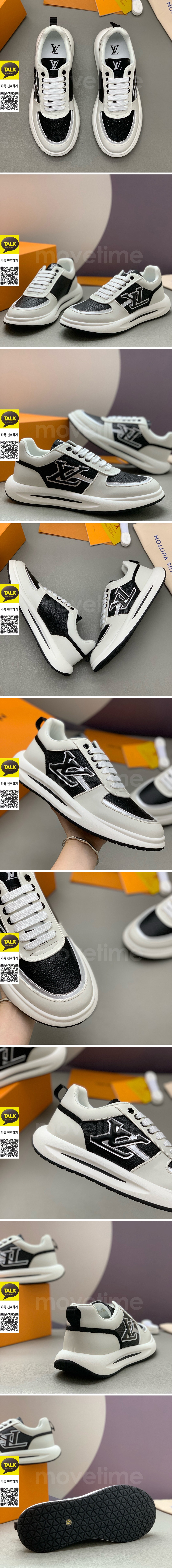 [홍콩명품.LOUIS VUITTON] 루이비통 25SS 로고 레더 가죽 스니커즈 운동화 (블랙-그레이), SE5872, PMD, 명품스니커즈,운동화,구두,로퍼,하이탑,신발