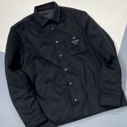 [홍콩명품,PRADA] 프라다 25SS 삼각로고 캐시미어 울 퀄팅 남방 솜패딩 (블랙), BM23950, JL, 레플리카의류,미러급사이트