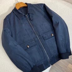 [홍콩명품.Loro Piana] 로로피아나 25SS 로고 레더 가죽 구스다운 카라 봄버 자켓 (2컬러), BM23969, G5, 레플리카의류,미러급사이트