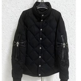 [홍콩명품.Chrome Hearts] 크롬하츠 25SS 로고 925순은 버튼 퀄팅 다운 패딩 자켓 (블랙), BM23992, X2, 레플리카의류,미러급사이트